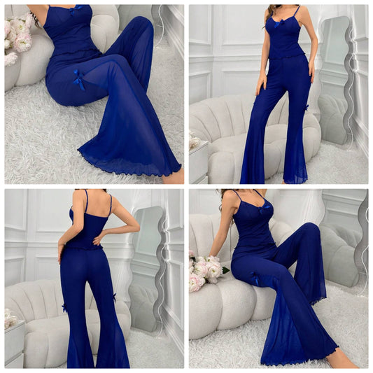 Mesh Perspective Cami Sleepwear Set Pajama Set