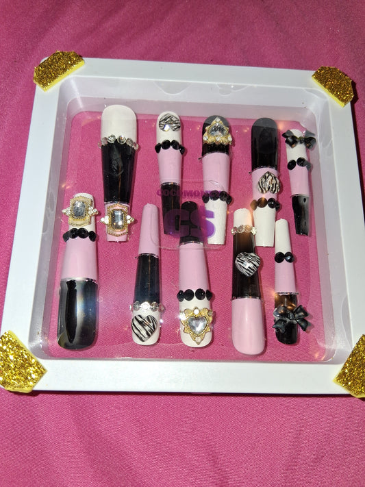 COCOMONEY NAILS CUSTOM 1 OF 1 GLUE ON PRESS ON COMES WITH FREE GIFTS #o16
