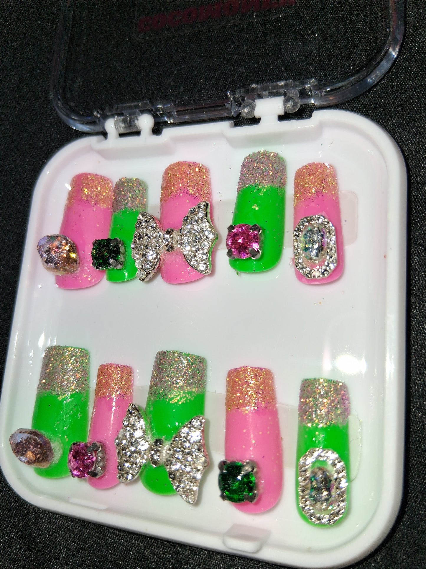 COCOMONEY NAILS CUSTOM ONE OF A KIND PIECES WITH NAIL BAG AND FREE GIFTS ACRYLIC