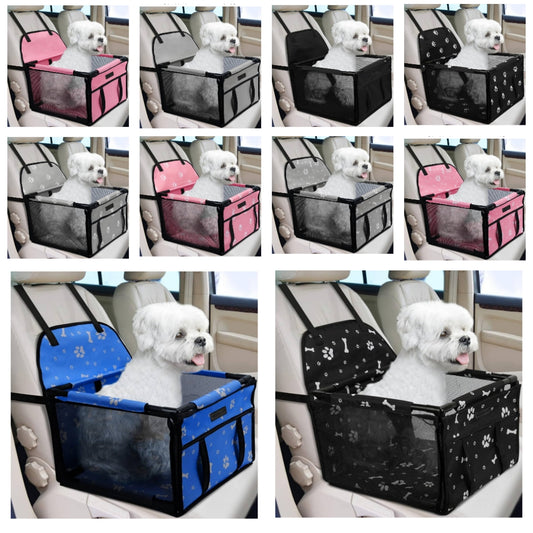 Dog Cat Car Seat Foldable Dog Car Booster Seat Waterproof Breathable Oxford Travel Bag for Small to Medium Dogs, Puppies,Cats and Pets-Upgrade