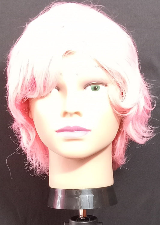 COCOMONEY WIG PINK SHORT WAVY BOB SYNTHETIC