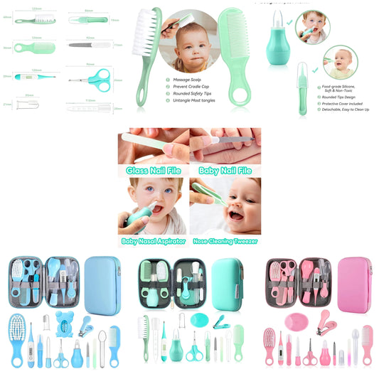 Baby Grooming Kit, Infant Safety Care Set with Hair Brush Comb Nail Clipper Nasal Aspirator,Baby Essentials Kit for Newborn Girls Boys