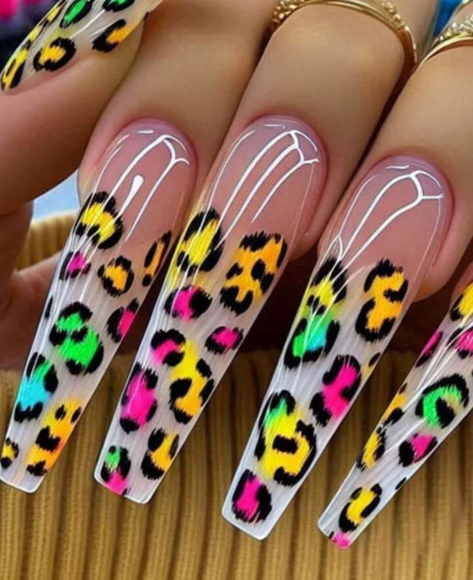 Leopard Nails acrylic glue on press on