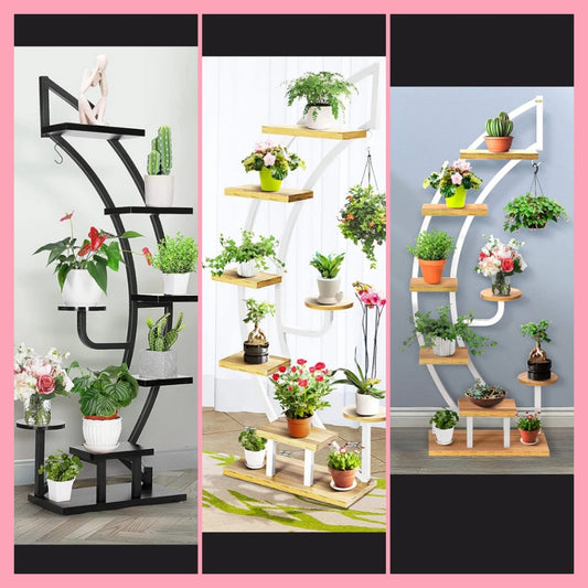 6-Tier Curved Plant Stand with Hanger indoor 3 colors to choose from cute 😍