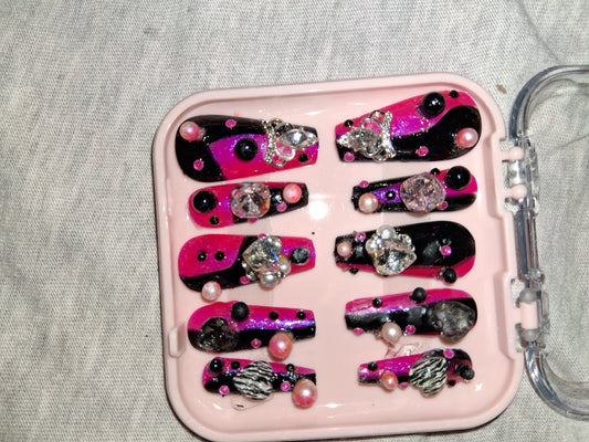 COCOMONEY NAILS CUSTOM 1 OF 1 GLUE ON PRESS ON COMES WITH FREE GIFTS #b58
