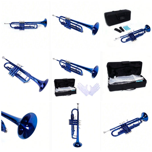 Brass B Flat Trumpet Gloves Set Blue