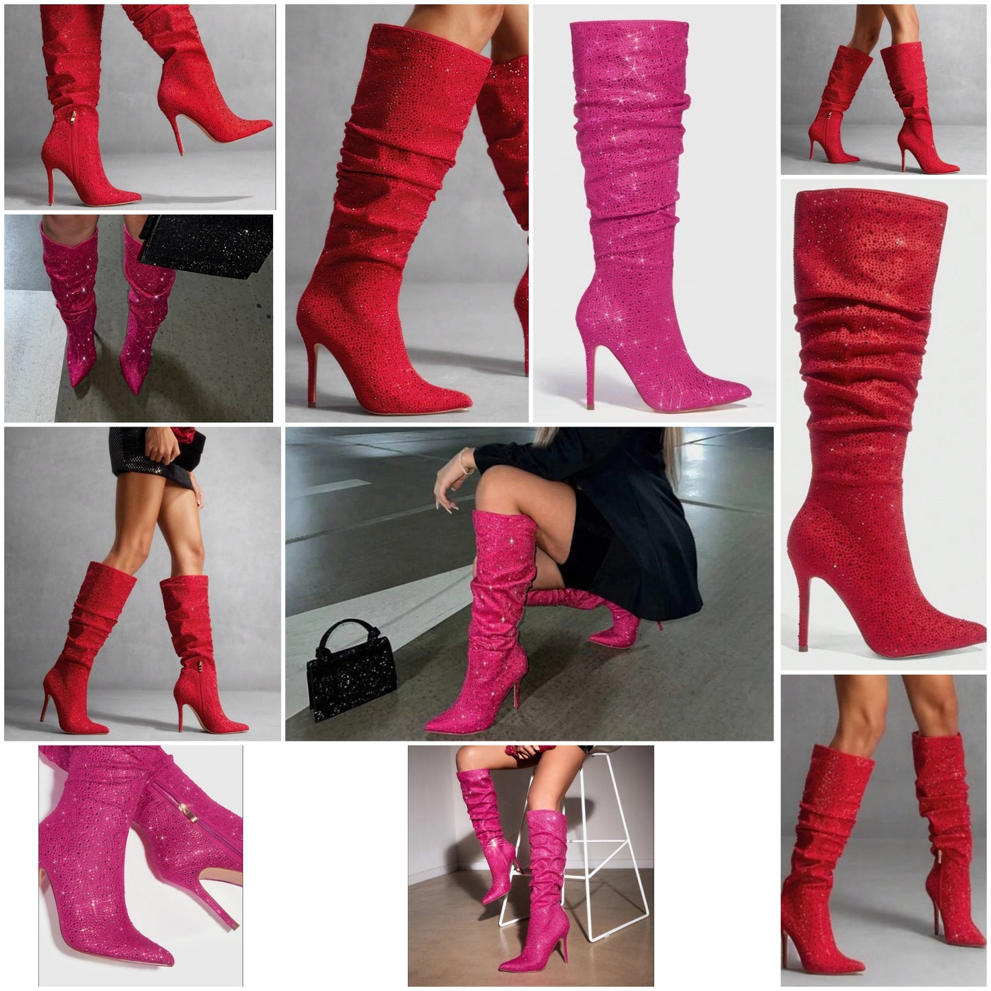 Rhinestone high heel boots