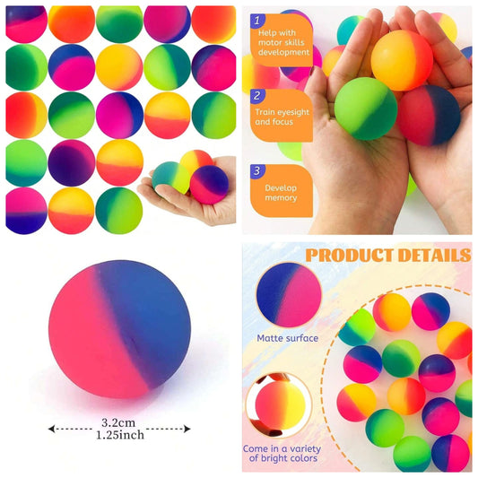 Bouncy Balls For Party Favors - Bouncy Balls For Return Gifts For Birthday Party/Icy Colorful Rainbow Bouncy Balls Mini Toys Birthday Giveaways For Pinata Birthday Gift Balls, Back To School Valentine Day