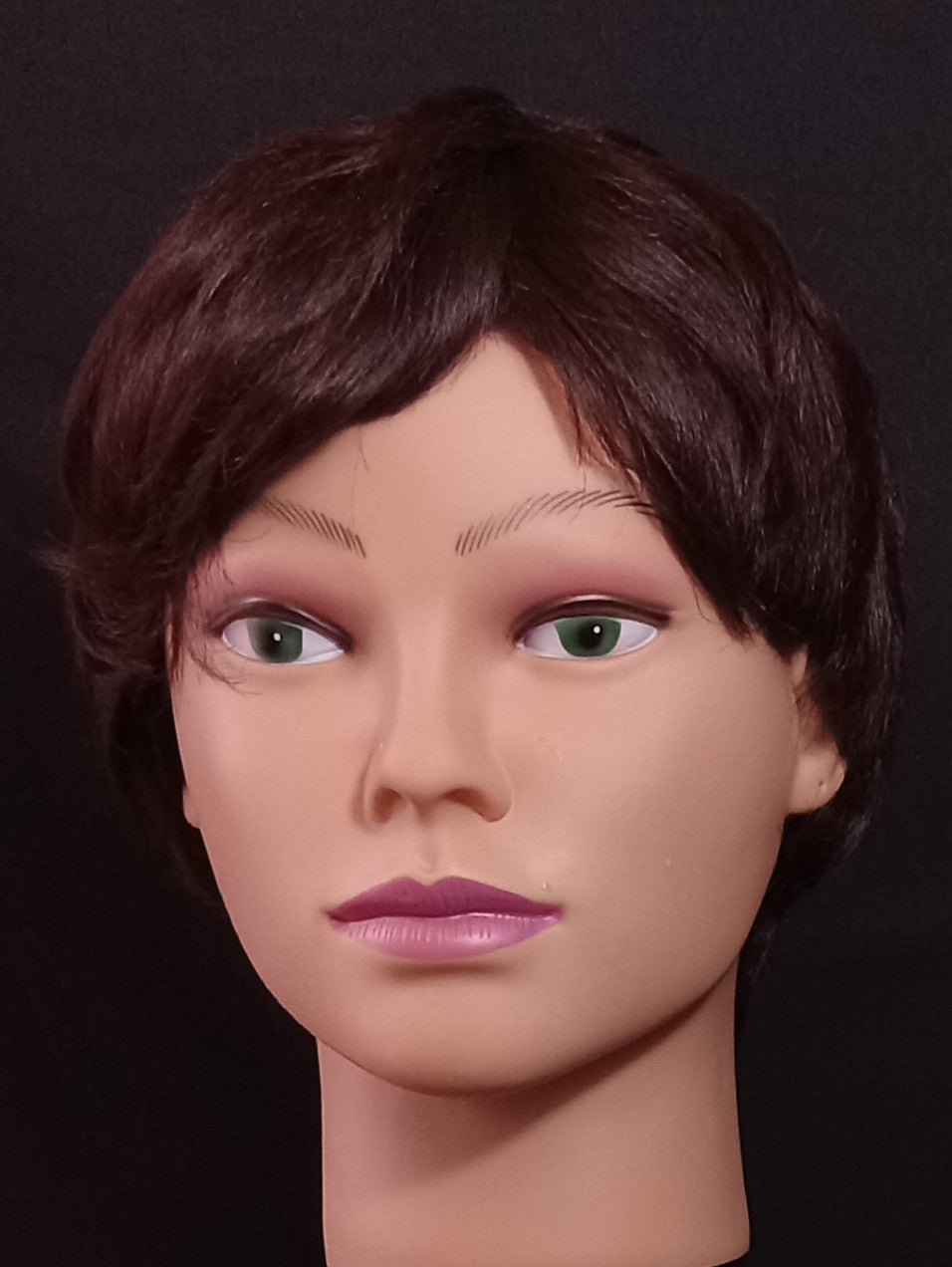COCOMONEY WIG LOW CUT SYNTHETIC DARK BROWN WITH BURGANDY TENT TO IT