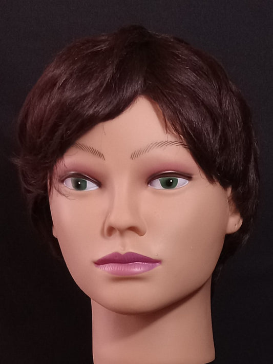 COCOMONEY WIG LOW CUT SYNTHETIC DARK BROWN WITH BURGANDY TENT TO IT