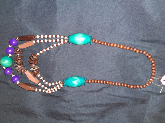 COCOMONEY NECKLACE WOOD 32IN