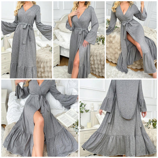 Comfy COCOMONEY robe soft and Stretchy love this casual ruffle trim