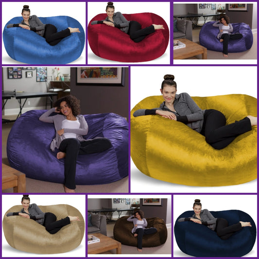 Bean Bag Sofa Lounger - Plush 6 Ft Bean Bag Sofas with Super Soft Microsuede Cover - XL Memory Foam Stuffed Lounger Chairs for Kids, Adults, Couples - Bean Bag Chair Furniture in Multiple Colors