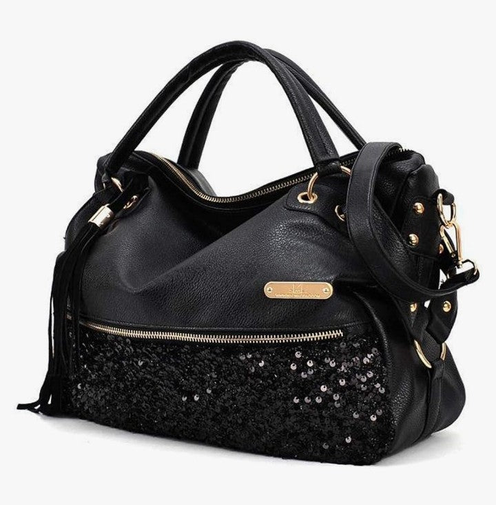 Women's Purse Handbag Hobo Style Sequin PU Leather Shoulder Bag