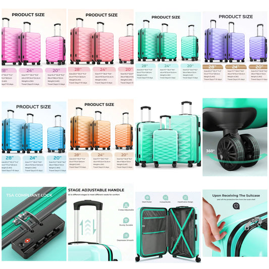 Carry-On Suitcase With Spinner Wheels,Hard Shell Suitcases,Lightweight Rolling Luggage COCOMONEY