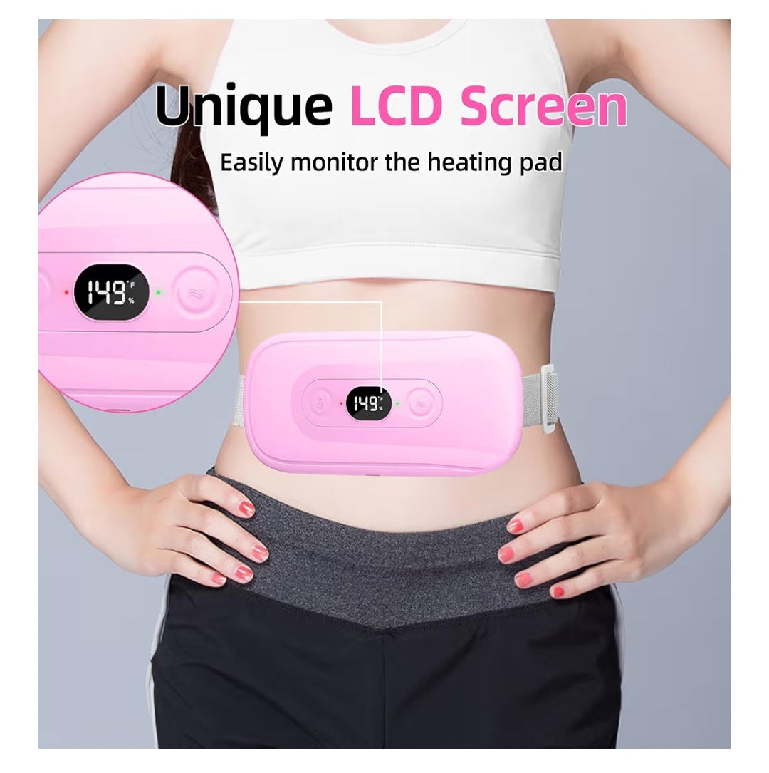 Portable Heating Pad Period Cramps: 2 Timer 6 Heat Levels 6 Vibration Modes Cordless Electric Heating Pad for Back Pain Relief Menstrual Heating Pad Christmas Stocking Stuffer Pink