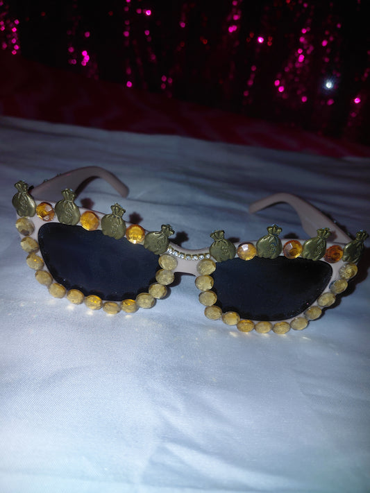 Cocomoney Glasses custom 1 of 1 pair sunglasses gemstones plastic materials uv COCOMONEY.STORE