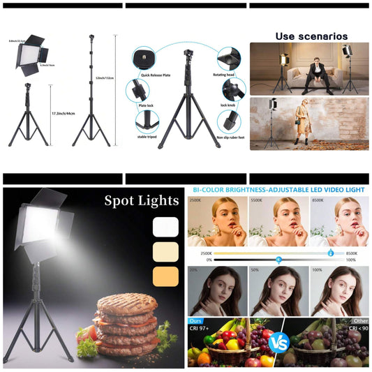 10" Portable LED Spot Lights Square Light With Shading Plate - 130° Adjustable Bracket For Photography, Video, And Streaming - USB-Powered With Adjustable Brightness