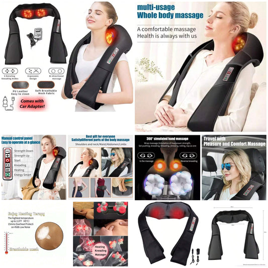 Back Neck And Shoulder Massager With Heat Deep Tissue 3D Kneading Pillow, Electric Shoulder Massager With Heat, Car Massager Pillow For Neck, Back, Shoulder, Foot, Leg Suitable For Use At Home/Office/Car shiatsu