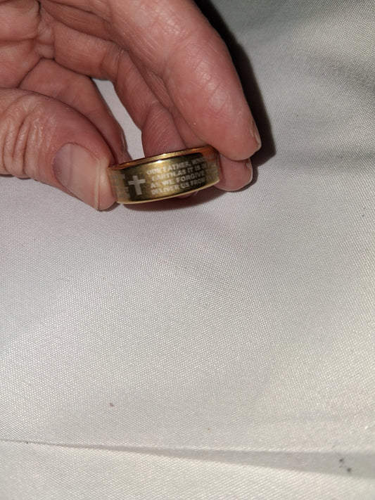 Mens stainless steel ring size 12 Lords prayer