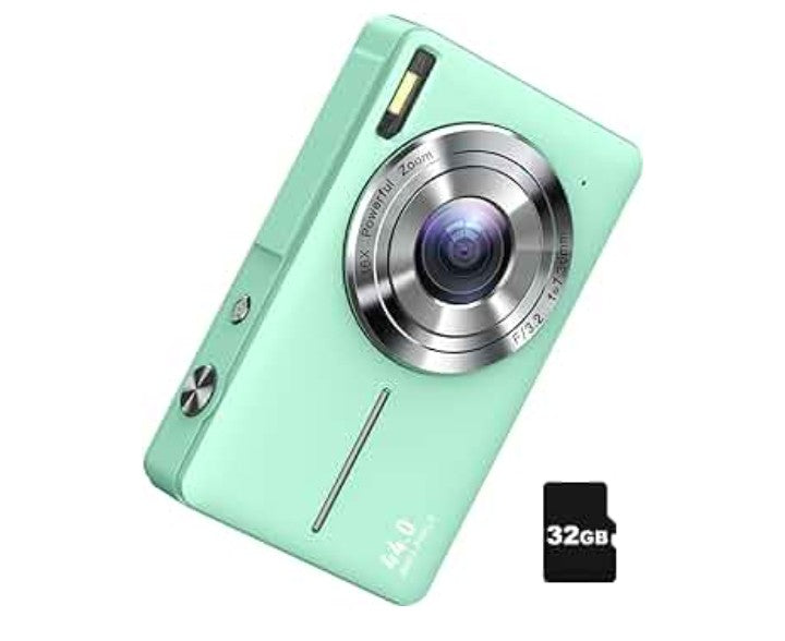 Digital Camera, FHD 1080P Camera, Digital Point and Shoot Camera with 16X Zoom Anti Shake, Compact Small Camera for Boys Girls Kids