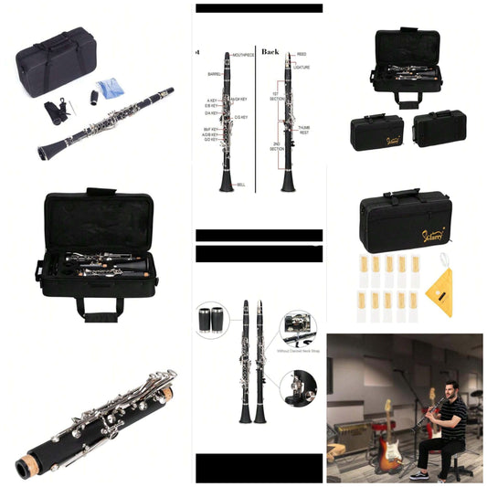 17 Key Black Bb Clarinet With Case10 X Reeds Cork Grease