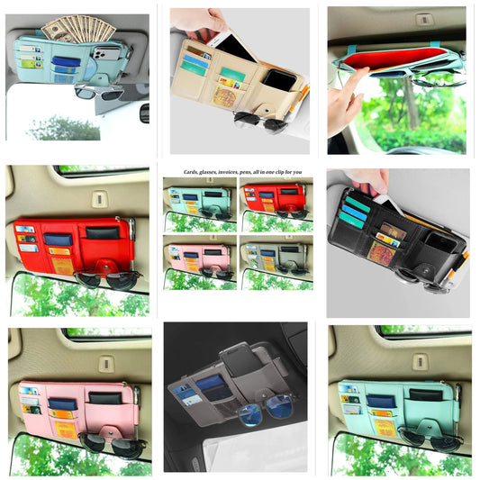 Car Sun Visor Organizer - Auto Interior Accessories with Pocket Organizers, Registration & Document Holder, Storage Pouch,