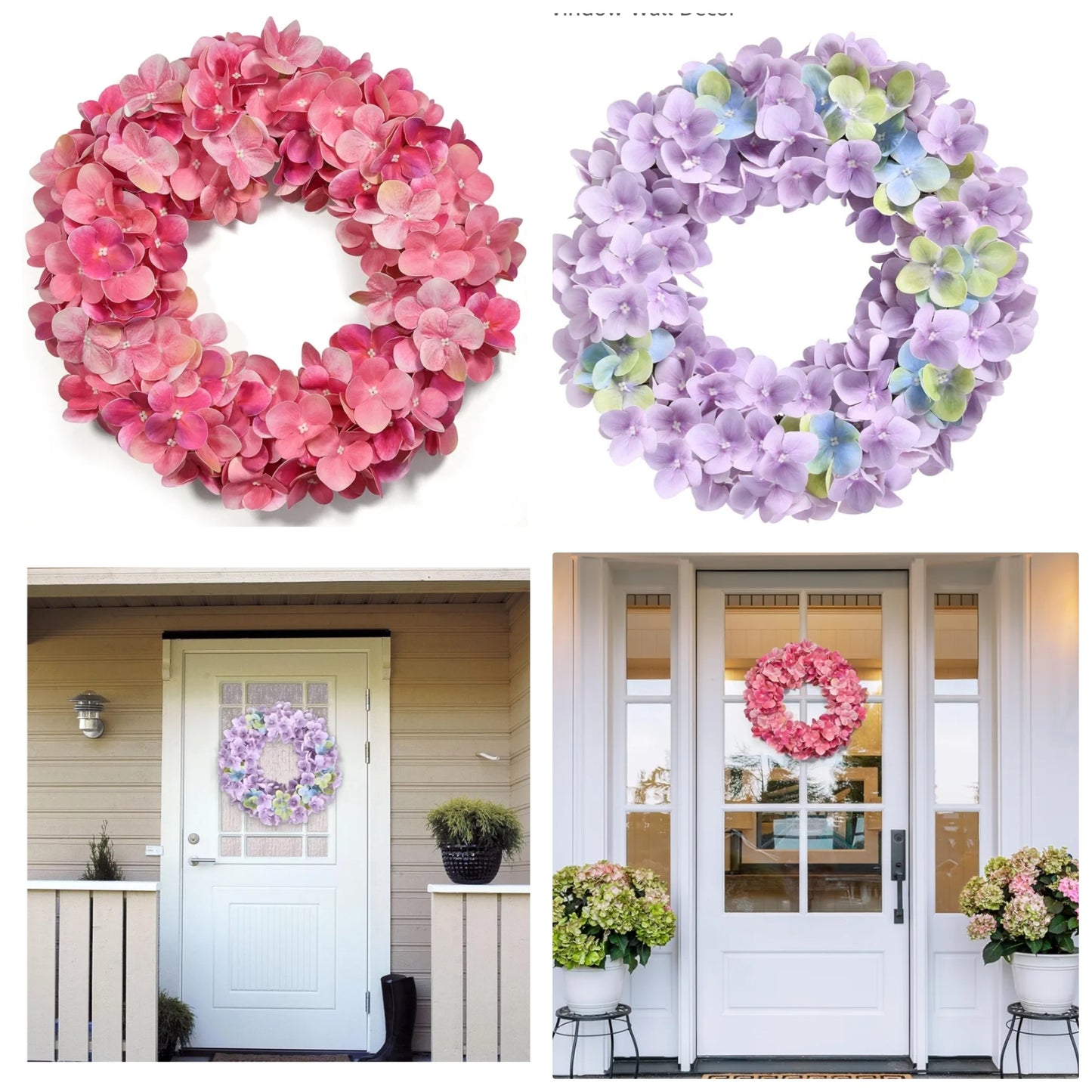 Premium Texture Pink Hydrangea Wreath 16in Spring Wreath Summer Wreath, Valentines Wreaths for Front Door with Natural Grapevine, Artificial Hydrangea Wreath 1 wreath
