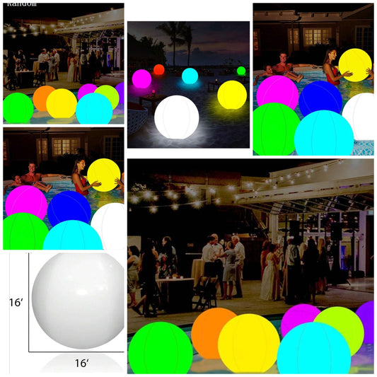 Glow Ball 16'' Inflatable LED Light Up Beach Ball With Remote, Glow In The Dark Party Supplies, For Beach Indoor Outdoor Games And Decorations, 1pc Random holidays tpr