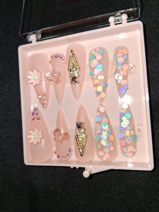 COCOMONEY NAILS CUSTOM ONE OF A KIND PIECES WITH NAIL BAG AND FREE GIFTS ACRYLIC