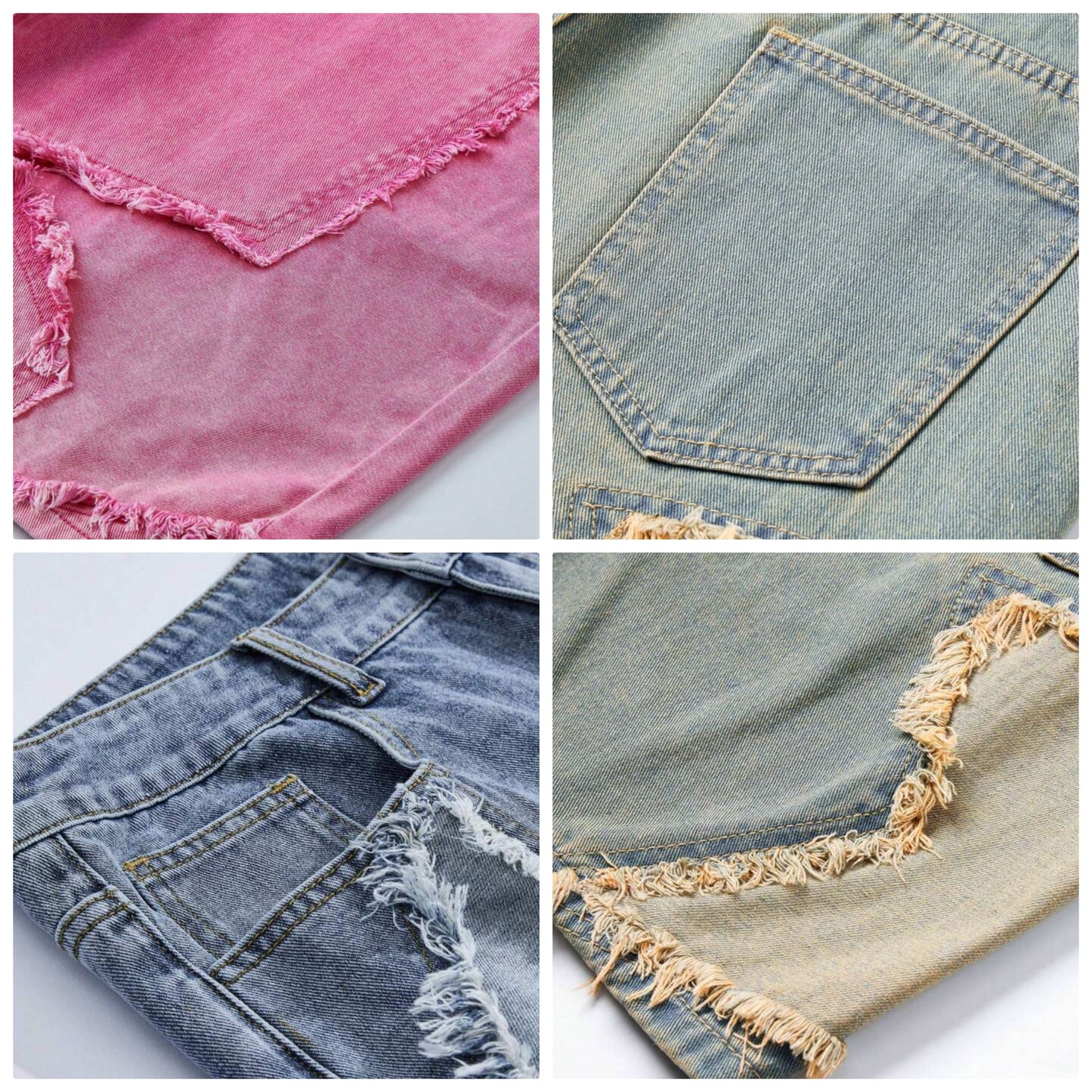 Loose Fit Men's Cotton Ladder Distressed Denim Shorts COCOMONEY