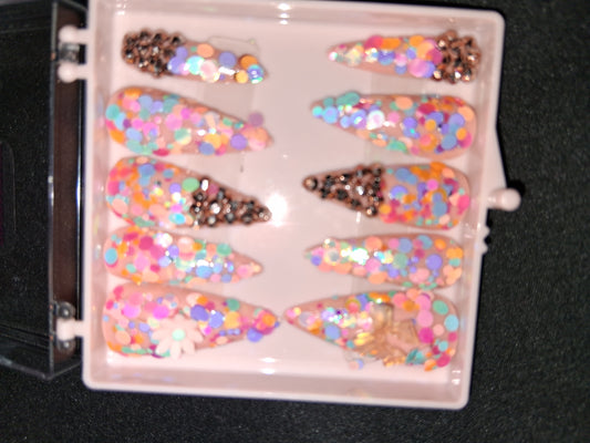 COCOMONEY NAILS CUSTOM ONE OF A KIND PIECES WITH NAIL BAG AND FREE GIFTS ACRYLIC