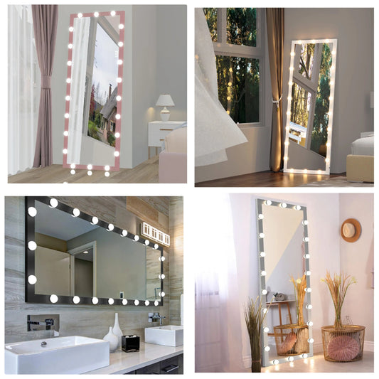 Full Length Mirror with Lights, 63'' x 24'' Mirror Full Length with Lights, Large Full Body Mirror with Lights, Floor Mirror Full Length with 22 Bulbs, Standing Mirror with 3 Light Modes