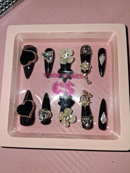 COCOMONEY NAILS CUSTOM 1 OF 1 GLUE ON PRESS ON COMES WITH FREE GIFTS #o59