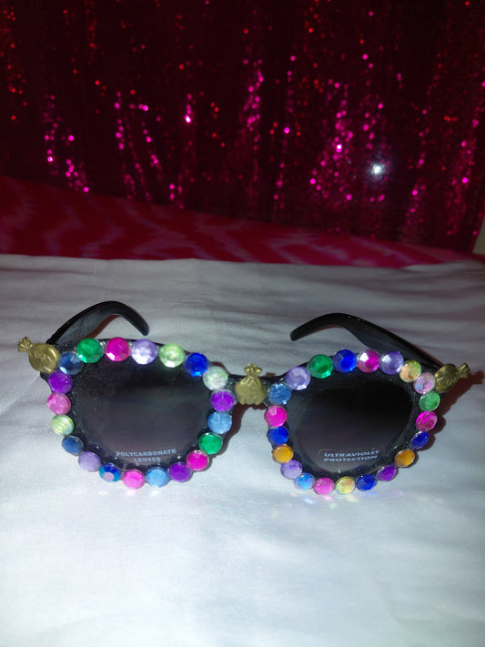 Cocomoney Glasses custom 1 of 1 pair sunglasses gemstones plastic materials uv COCOMONEY.STORE