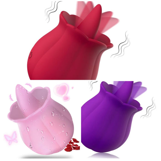 Sex Toys Rose Dildo Vibrator, Adult Toy with 10 Speed Vibrating for Women Clitoral Nipple, Rose Tongue Sex Toy Clitoral G Spot Vibrators for Woman Couples Adult Sex Games, Pink