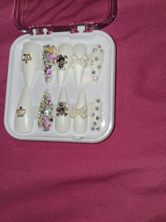 COCOMONEY NAILS CUSTOM 1 OF 1 GLUE ON PRESS ON COMES WITH FREE GIFTS #b93