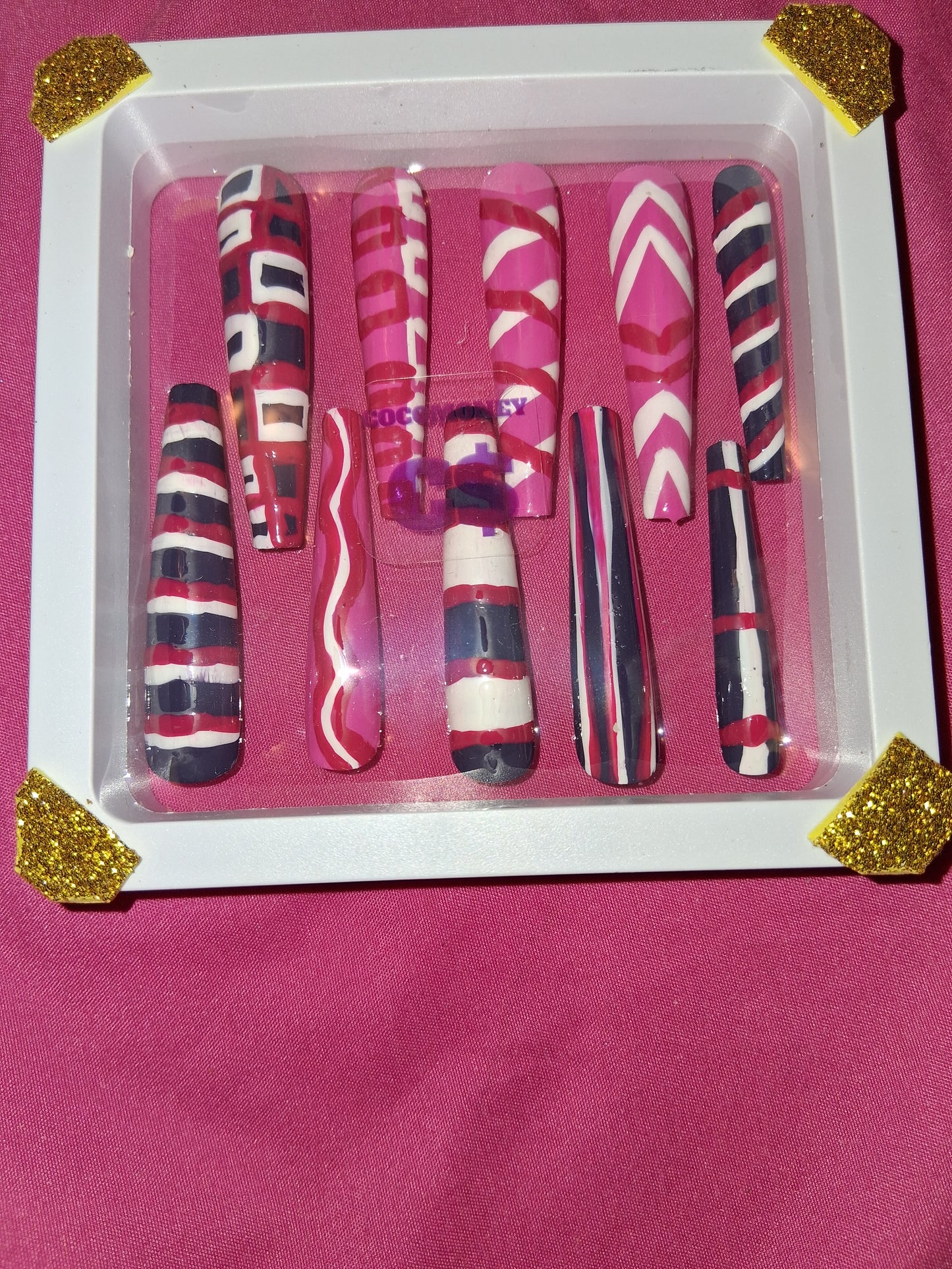 COCOMONEY NAILS CUSTOM 1 OF 1 GLUE ON PRESS ON COMES WITH FREE GIFTS #p54