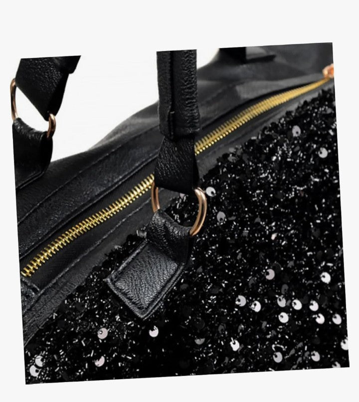 Sequin Tote Over Shoulder Bag for Women Black Tote Purse Hand Bag for Womens Woman Crossbody Bag Crossbody Bags for Women Trendy Ladies Hand Bags Sequins Miss Chic Handbag