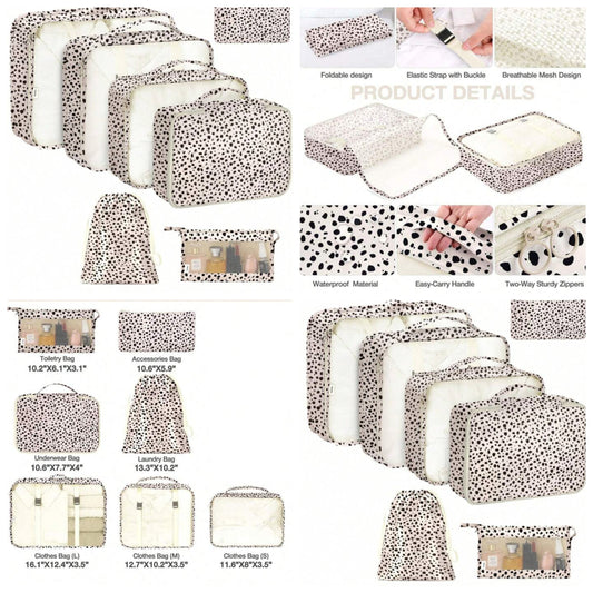 Leopard 7-Piece Luggage Storage Bag, Carry On Luggage Travel Bag Storage Bag, Essential Travel Accessories For Travel Travel Essentials For Travel Backpack Travel Bag Luggage Suitcase Travel Gear Back To School Moving Bags Organizer