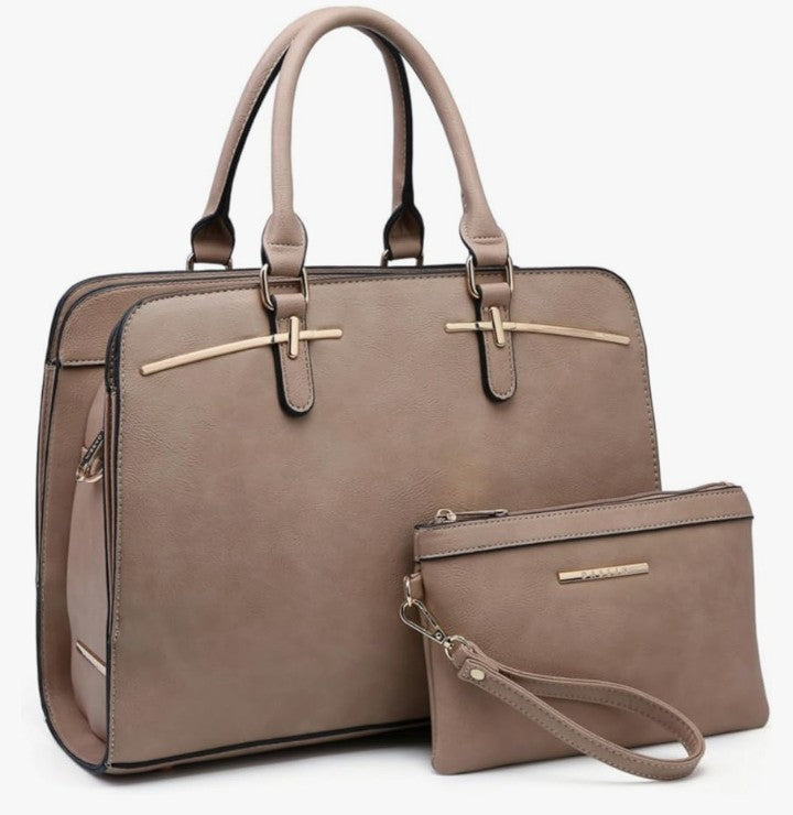 Women Handbag Wallet Tote Bag Shoulder Bag Hobo Bag Top Handle Satchel Purse Set 2pcs w/ 3 Compartments