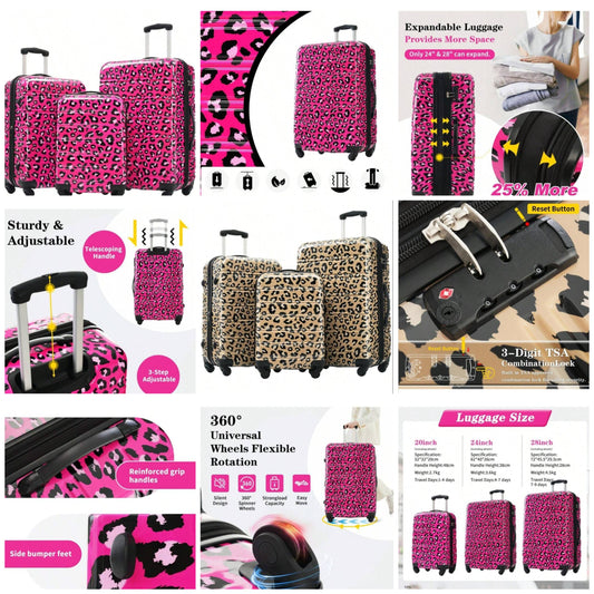 Hardshell Luggage Sets 3 Pcs Spinner Suitcase With TSA Lock Lightweight-20"+24"+28" Luggages COCOMONEY