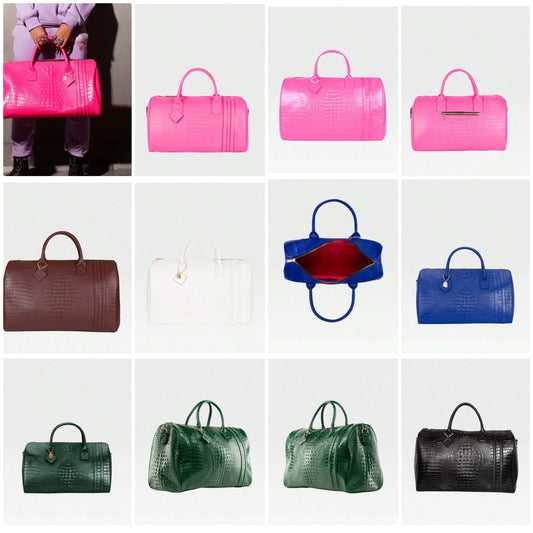 Tote & Carry Unisex Crocodile Skin Print All Over Large Carry On Duffle Bag For Travel COCOMONEY