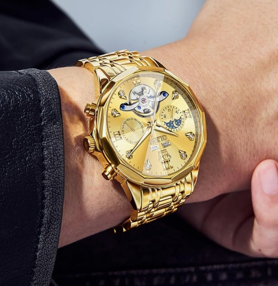 Automatic Watches Business Dress Watch Mechanical Stainless Steel Self Winding Men Wrist Watch
Luxury Classic Diamond Waterproof Date for Men