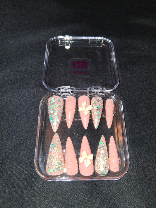 COCOMONEY NAILS CUSTOM 1 OF A KIND PIECES ACRYLIC COMES 2ITH FREE GIFTS