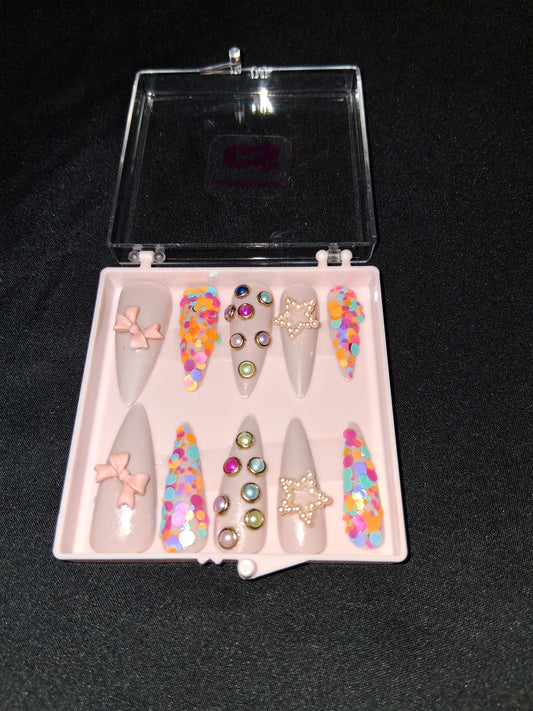 COCOMONEY NAILS CUSTOM ONE OF A KIND PIECES WITH NAIL BAG AND FREE GIFTS