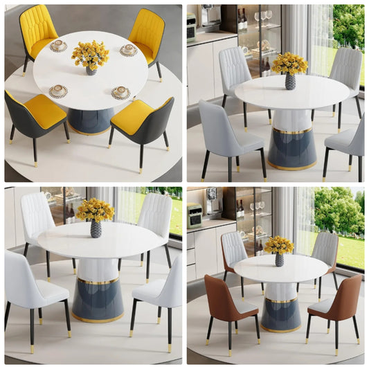 Round Dining Table Set for 4, 45''Round Dining Table Set 4, Modern Round Dining Room Table Set for 4