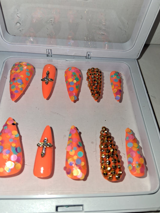 COCOMONEY NAILS CUSTOM 1 OF 1 GLUE ON PRESS ON COMES WITH FREE GIFTS #o62