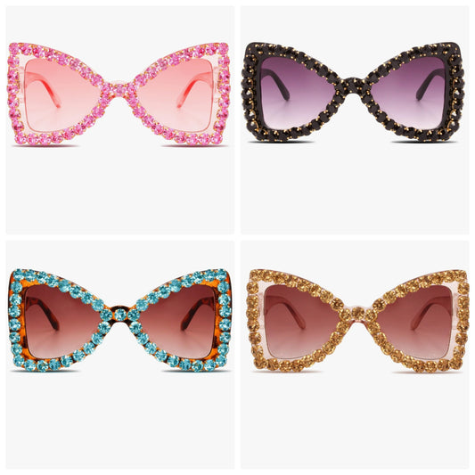 Bling Bedazzled Rhinestone Sunglasses for Women Sparkly Glitter Diamond Rave Glasses Disco Accessories
