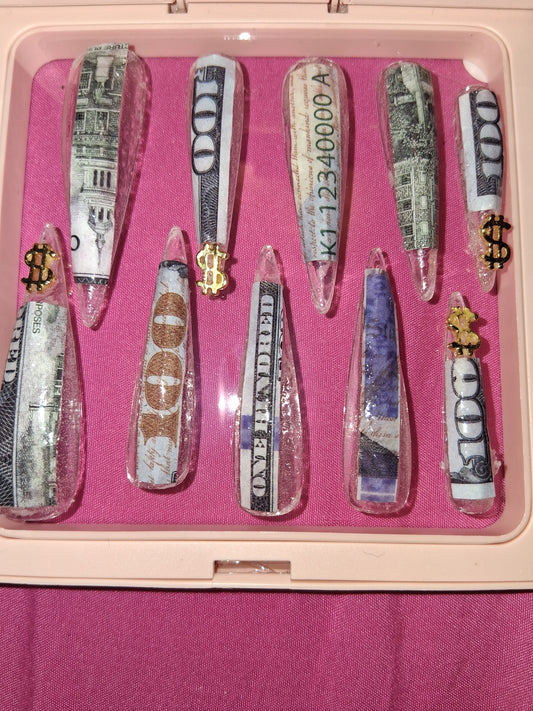 COCOMONEY NAILS CUSTOM 1 OF 1 GLUE ON PRESS ON COMES WITH FREE GIFTS #o29